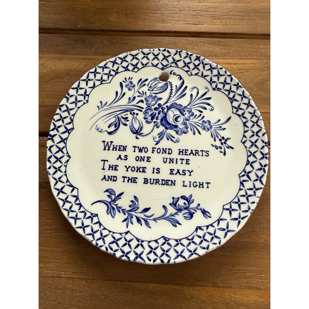 Vintage Royal Crownford Ironstone Decorative Collector Plate Two Fond Hearts 6”